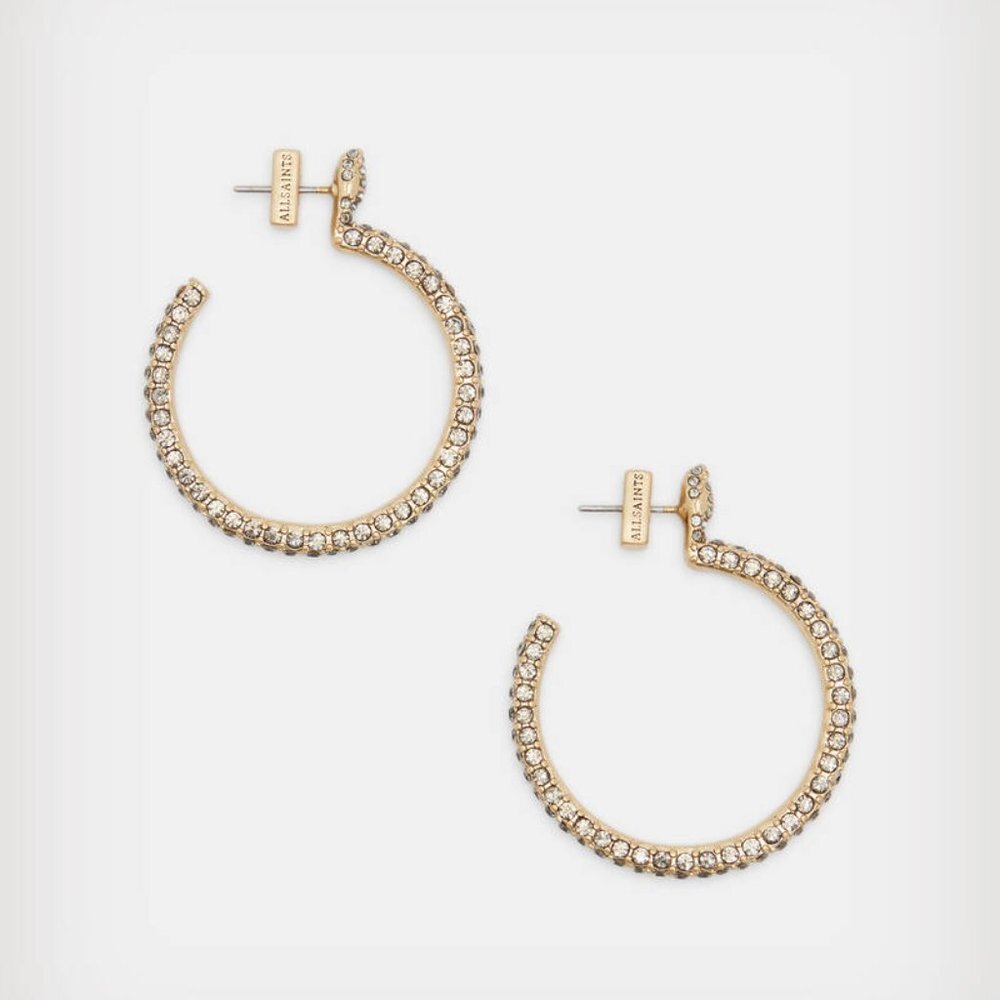 Allsaints Seren Pave Gold-Tone Hoop Earrings